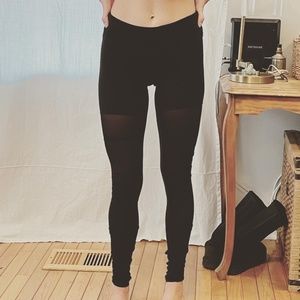 Alo Goddess Mesh Mid-Rise Black Long Leggings
